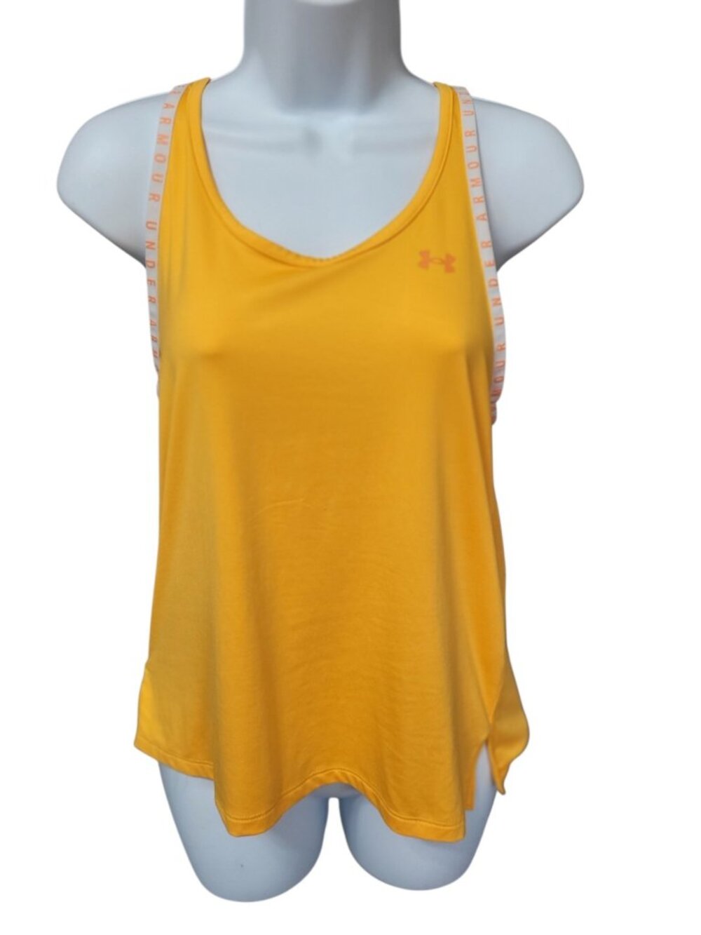 Under Armour Women Yellow Heat Gear Loose Fit Tank Top  XS Athletic Gym Workout‎